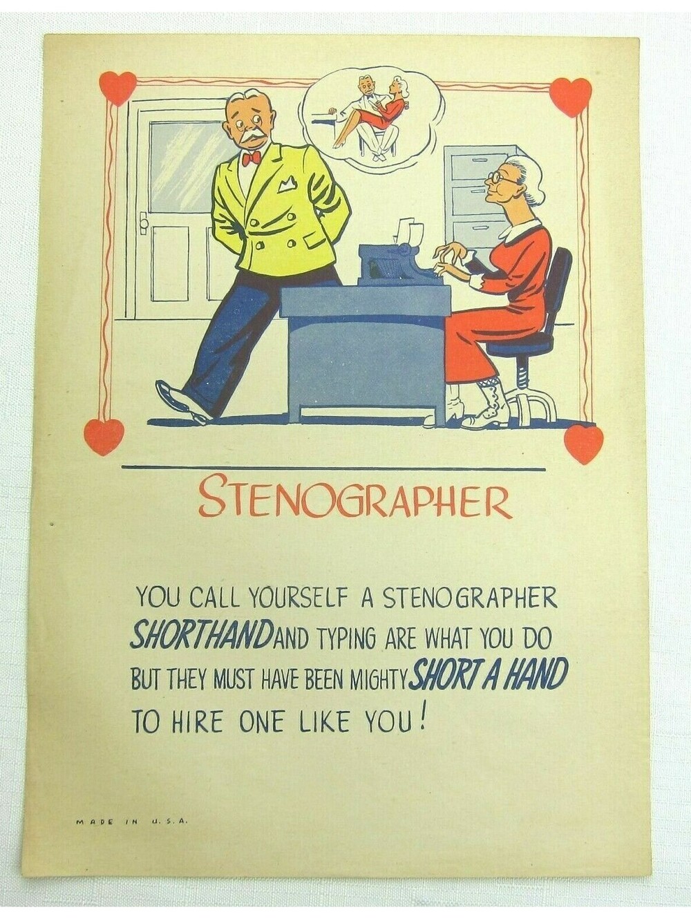 Vintage Vinegar Valentine Stenographer Penny Dreadful Sarcasm Insult Ephemera